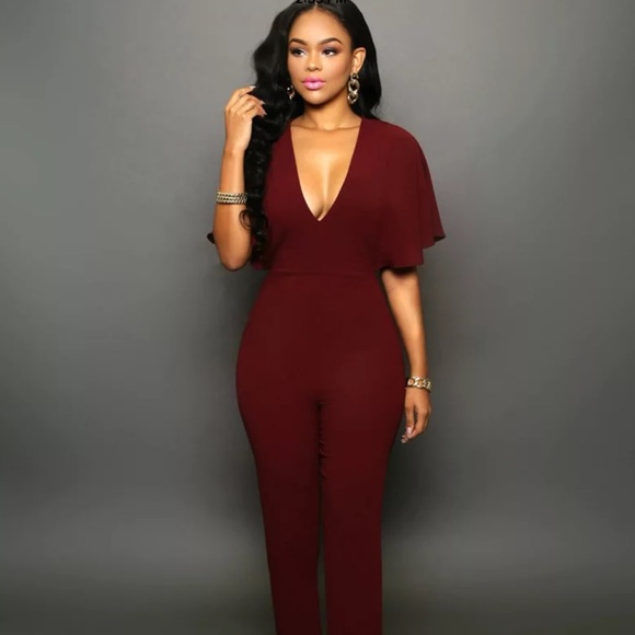 unbranded Other - NWOT Deep Red Batwinged Romper/Jumpsuit
